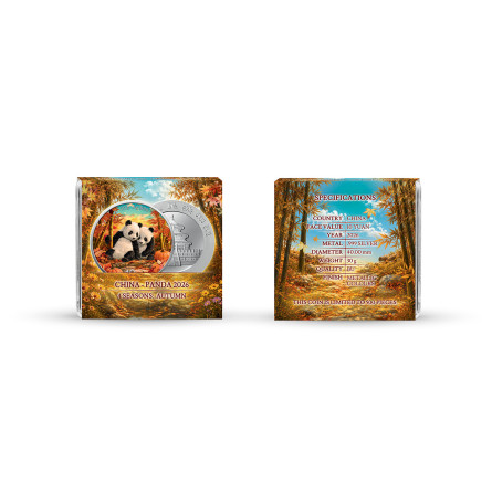 Chinese Silver Panda "Four Seasons: Autumn" Coin, 2026, 30 grams