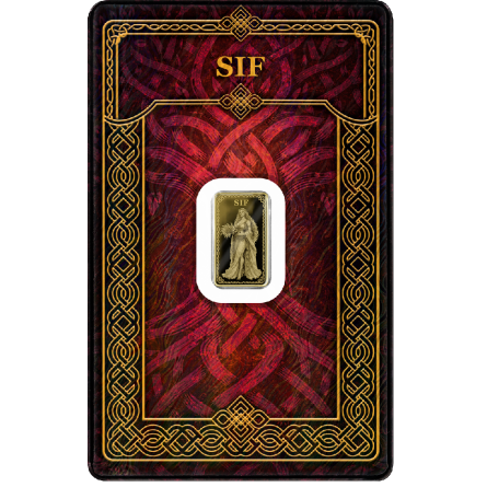 Gods of Germania Gold Bar: Sif, Proof, 1/100 ounce - Side 1