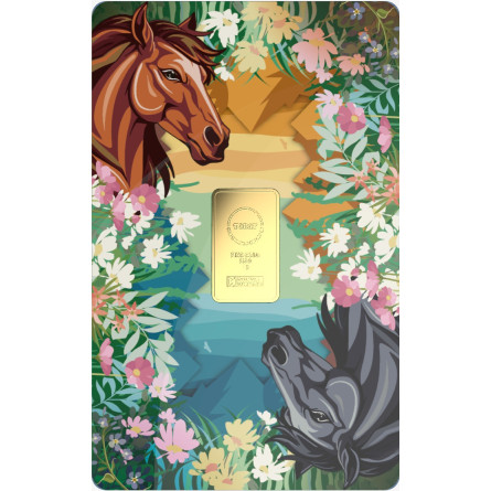 Złota Sztabka Year Of The Horse 2026, 1 gram - card front Złota Sztabka Year Of The Horse 2026, 1 gram - card front