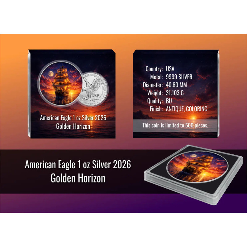 Srebrna Moneta Masters of The Seas: Golden Horizon 2026, 1 uncja back