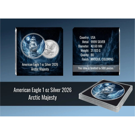 Srebrna Moneta Masters of The Seas: Arctic Majesty 2026, 1 uncja front