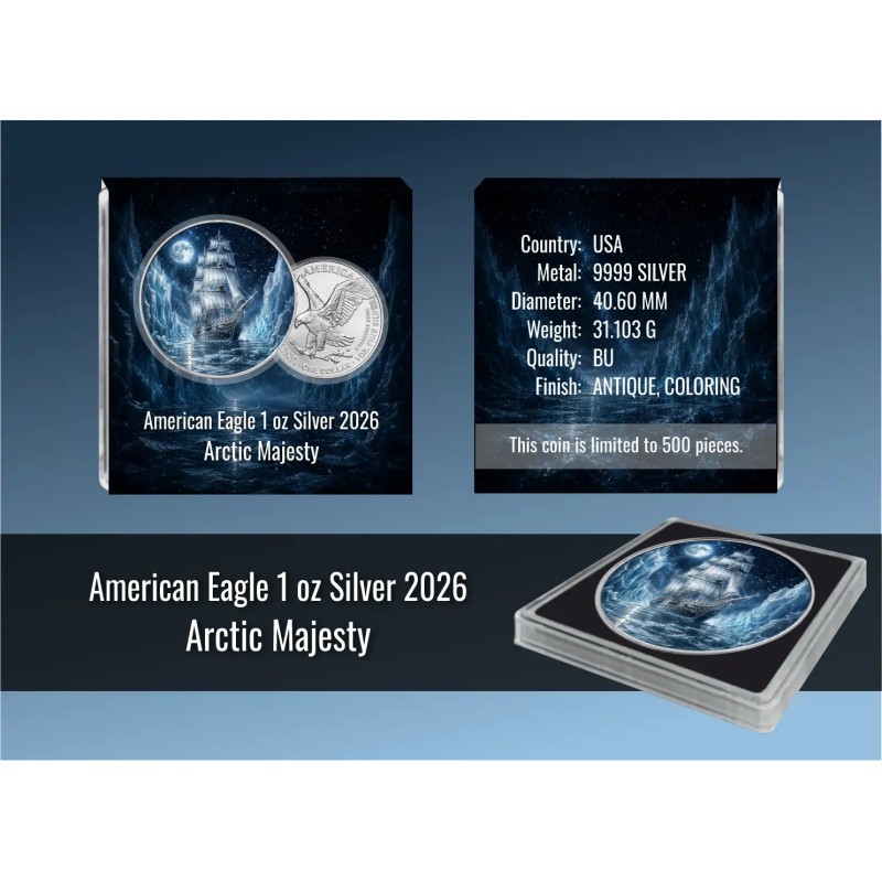 Srebrna Moneta „Masters of The Seas“: Arctic Majesty 2026, 1 Unze Rückseite