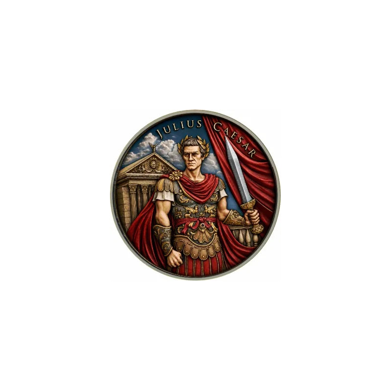Srebrny Medal Legendary Warriors: Julius Caesar, Full Color 1 uncja Front