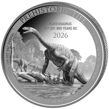 Silbermünze „Prehistoric Life“: Plateosaurus 2026 BU, 1 Unze