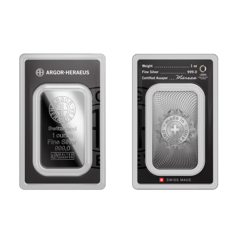 Argor-Heraeus Silver Bar Replica, 100g - both Argor-Heraeus Silver Bar Replica, 100g - both