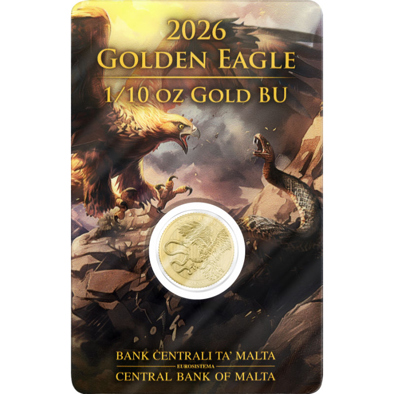 Złota Moneta Malta Golden Eagle 2026, 1/10 uncji - card front Złota Moneta Malta Golden Eagle 2026, 1/10 uncji - card front