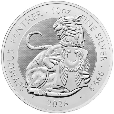Срібна монета «The Royal Tudor Beasts: Seymour Panther 2026», 10 унцій — реверс