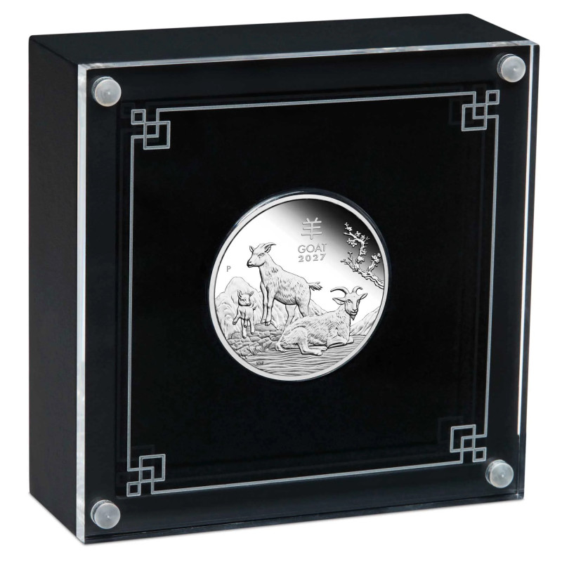 Srebrna Moneta Lunar III Rok Kozy 2027 Proof, 1/2 uncji - box 1