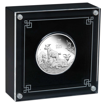 Silbermünze „Lunar III – Jahr der Ziege 2027“, Proof, 1 Unze – Box 1
