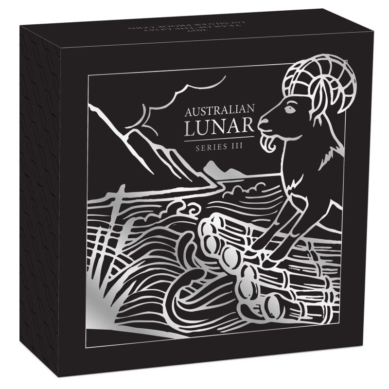 Silbermünze „Lunar III – Jahr der Ziege 2027“, Proof, 1 Unze – Box 2