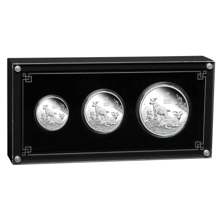 Zestaw Srebrnych Monet Lunar III Rok Kozy 2027 Proof, 3,5 uncji- box 1