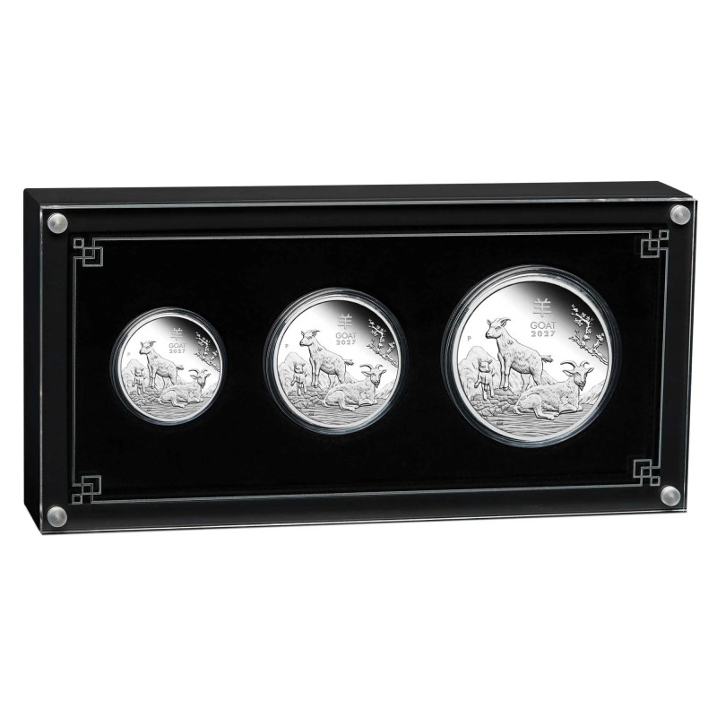 Zestaw Srebrnych Monet Lunar III Rok Kozy 2027 Proof, 3,5 uncji- box 1 Zestaw Srebrnych Monet Lunar III Rok Kozy 2027 Proof, 3,5 uncji- box 1
