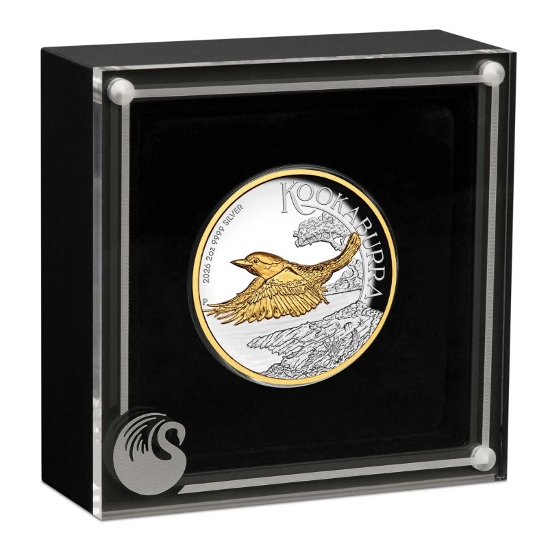 Srebrna Moneta Australian Kookaburra 2026 Proof High Relief, 2 uncje - box 1