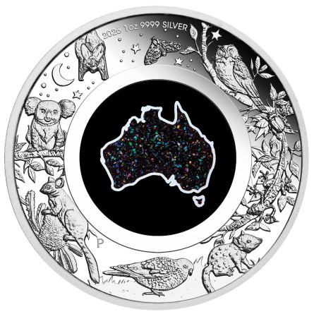 Great Southern Land 2026 Matrix Opal Silver Coin, 1 ounce - reverse side