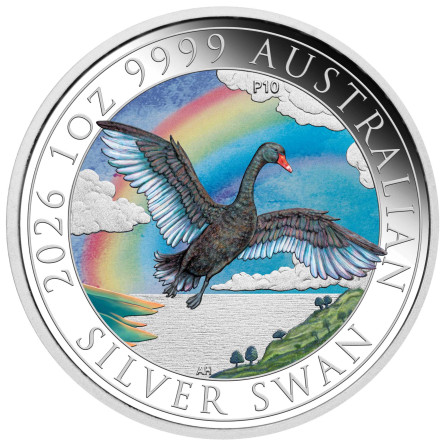 Silbermünze „Australischer Schwan“ 2026 ANDA, 1 Unze – Rückseite