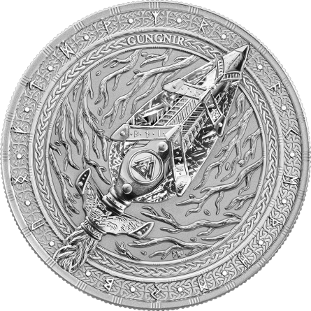 Срібна монета Artefacts: Гунгнір 2026 BU, 1 унція — реверс