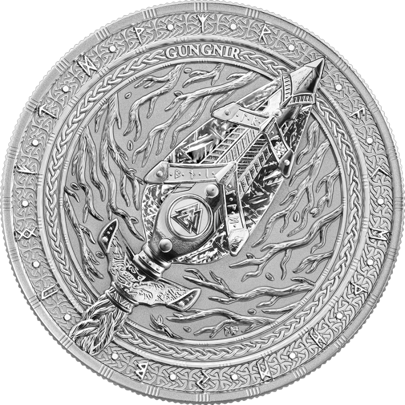 Silbermünze „Artefacts“: Gungnir 2026 BU, 1 Unze – Rückseite