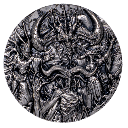 Silbermedaille „Diablo 30th Anniversary 2026“, antikisiert, 1 Unze – Vorderseite