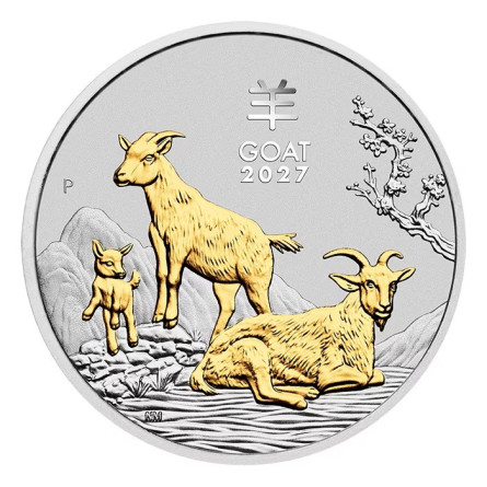 Silbermünzenset „Lunar III – Jahr der Ziege 2027“, Trio, 3 × 1 Unze – Box