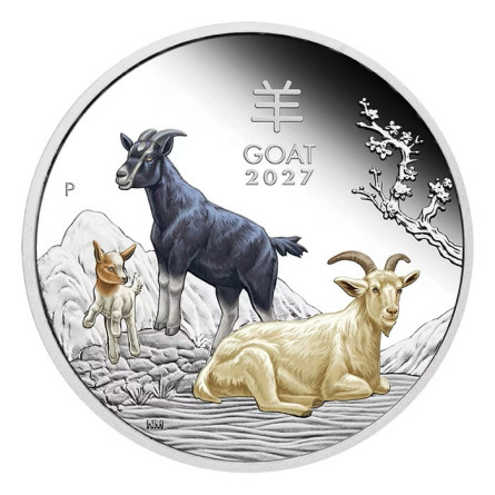 Silbermünzenset „Lunar III – Jahr der Ziege 2027“, Trio, 3 × 1 Unze – 2