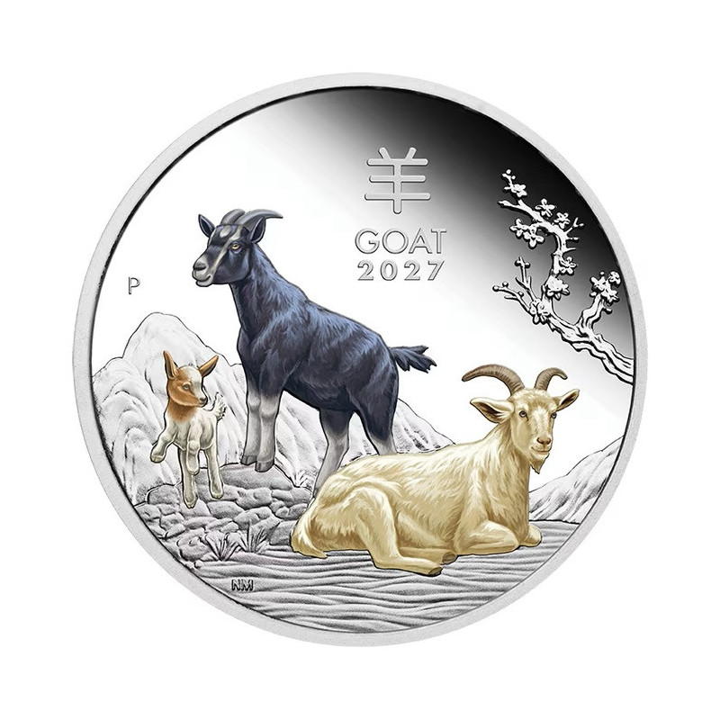 Silbermünzenset „Lunar III – Jahr der Ziege 2027“, Trio, 3 × 1 Unze – 2