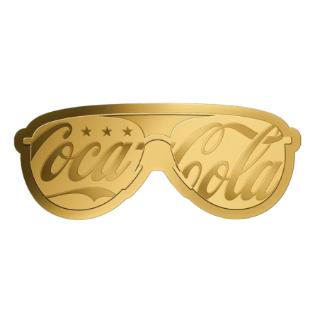 Gold Bar in a Coca-Cola "Bear with Glasses" card, 1/1000 ounce - card front