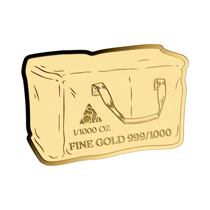Złota Sztabka w karcie Coca-Cola Vintage Bag, 1/1000 uncji - bar back