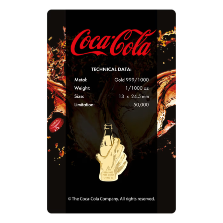 Gold Bar in a Coca-Cola Sparkling Pop-Art card, 1/1000 ounce - card back