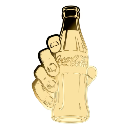 Goldbarren in der Coca-Cola Sparkling Pop-Art-Karte, 1/1000 Unze – Vorderseite Goldbarren in der Coca-Cola Sparkling Pop-Art-Karte, 1/1000 Unze – Vorderseite