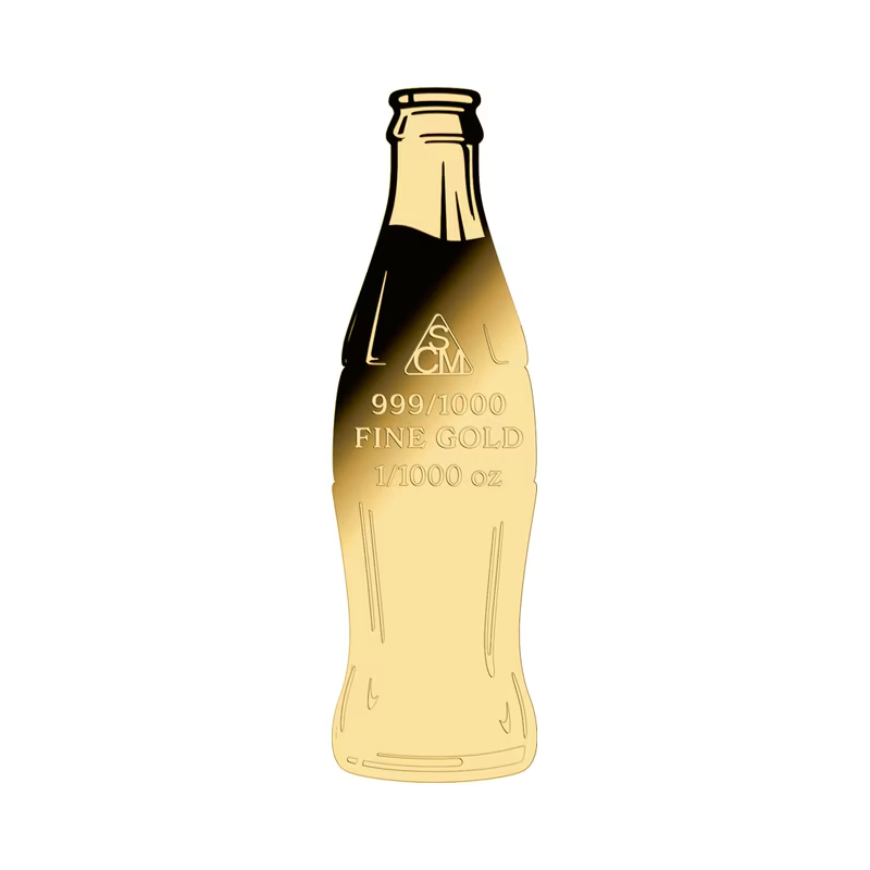 Złota Sztabka w karcie Coca-Cola Butelka, 1/1000 uncji - bar back Złota Sztabka w karcie Coca-Cola Butelka, 1/1000 uncji - bar back