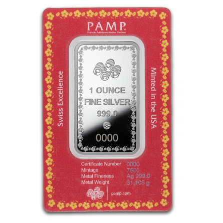 Lady Fortuna PAMP 1-Ounce Silver Bar - Front
