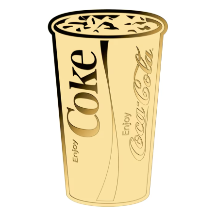 Gold Bar in a Coca-Cola Pop-Art Mug card, 1/1000 ounce - bar front Gold Bar in a Coca-Cola Pop-Art Mug card, 1/1000 ounce - bar front
