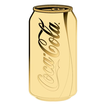 Золотий зливок на картці «Coca-Cola Puszka», 1/1000 унції — лицьова сторона злива Золотий зливок на картці «Coca-Cola Puszka», 1/1000 унції — лицьова сторона злива