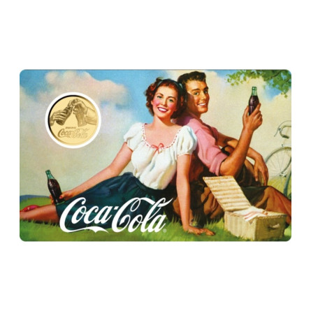 Gold Bar in the Coca-Cola Picnic card, 1/1000 ounce - card front
