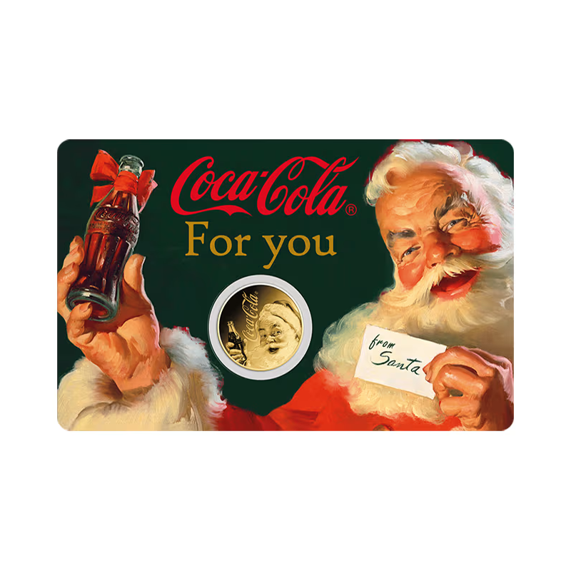 Gold Coin in a Coca-Cola Santa Claus card, 1/1000 ounce - front of card