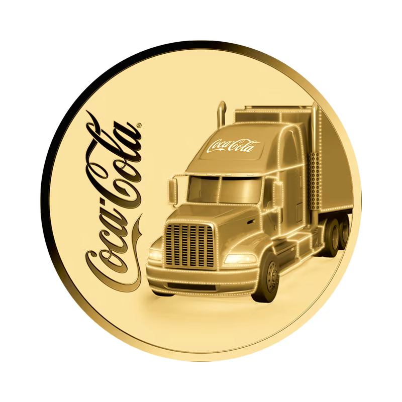 Gold Coin in a Coca-Cola Truck Card, 1/1000 ounce - coin front Gold Coin in a Coca-Cola Truck Card, 1/1000 ounce - coin front