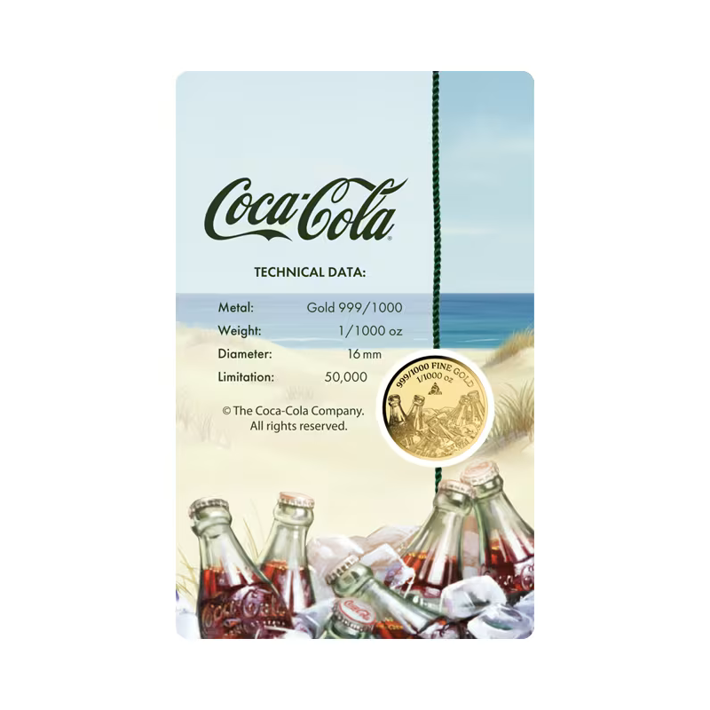 Золота монета у наборі Coca-Cola Refreshment, 1/1000 унції Золота монета у наборі Coca-Cola Refreshment, 1/1000 унції