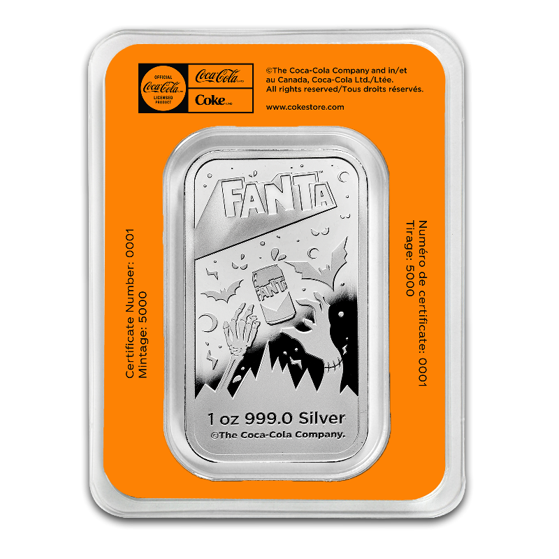 Fanta-Silberbarren – Halloween, 1 Unze – Rückseite
