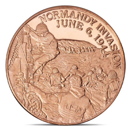 Miedziany Medal Normandy Invasion, 1 uncja - front