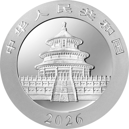 2026 Chinese Panda Silver Coin with Chameleon Effect, 30 grams - reverse side