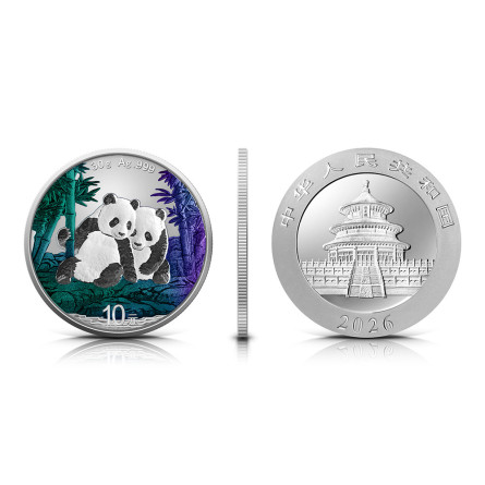2026 Chinese Panda Silver Coin with Chameleon Effect, 30 grams - edge