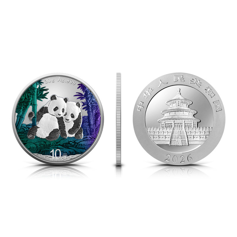 2026 Chinese Panda Silver Coin with Chameleon Effect, 30 grams - edge