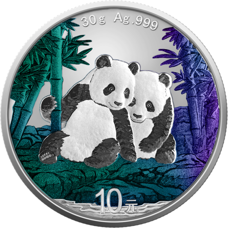 2026 Chinese Panda Silver Coin with Chameleon Effect, 30 grams - reverse side