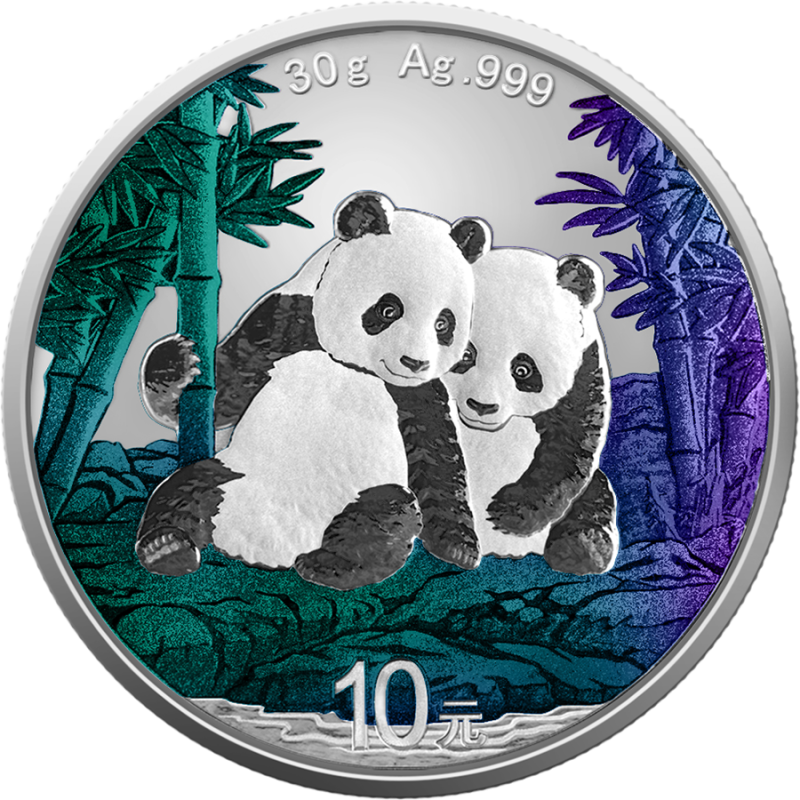 2026 Chinese Panda Silver Coin with Chameleon Effect, 30 grams - reverse side
