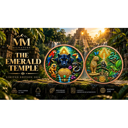 Kupfermedaille „The Emerald Temple 2026“, 1 Unze – 2 Kupfermedaille „The Emerald Temple 2026“, 1 Unze – 2
