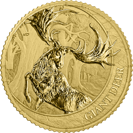 Złota Moneta Germania Mint Megafauna: Giant Deer 2026, 1/10 uncji - awers