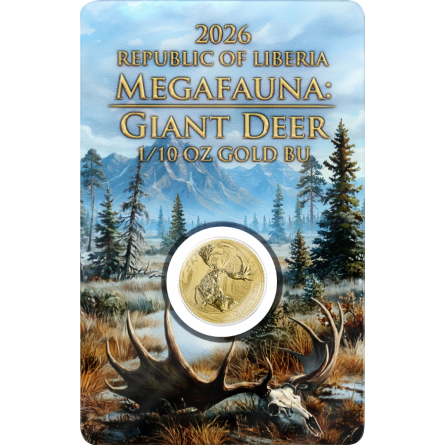 Germania Mint Megafauna Gold Coin: Giant Deer 2026, 1/10 ounce - Obverse 1
