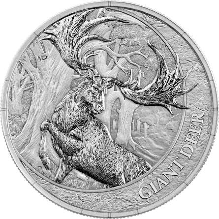 Срібна монета Germania Mint «Мегафауна»: «Гігантський олень» 2026 BU, 1 унція — аверс