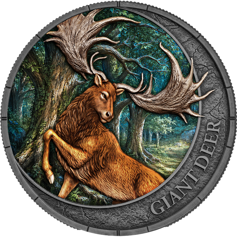 Srebrna Moneta Germania Mint Megafauna: Giant Deer 2026 Oblivion, 1 uncja - awers 1 Srebrna Moneta Germania Mint Megafauna: Giant Deer 2026 Oblivion, 1 uncja - awers 1