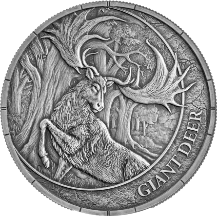 Срібна монета Germania Mint «Мегафауна: Гігантський олень» 2026 року, серія «Oblivion», 1 унція — аверс 2